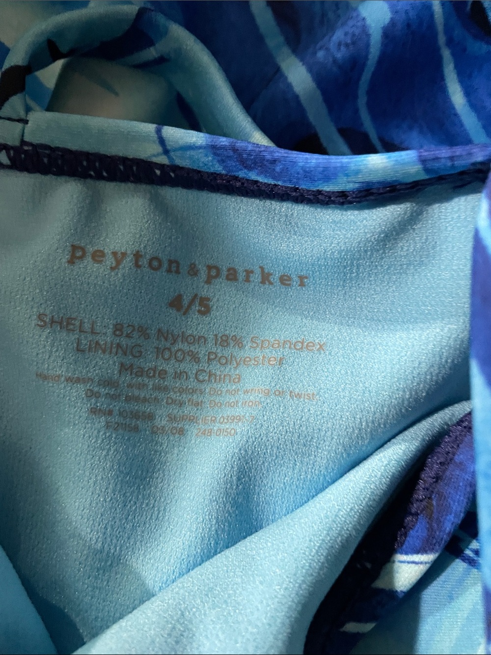 Girls Blue Marble One-Piece Swimsuit - Picture 3 of 5